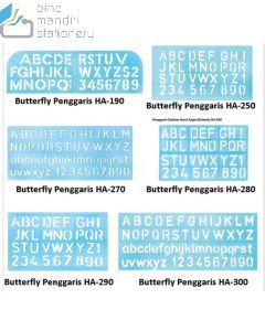 Butterfly Penggaris HA-300 Template mal cetakan sablon alphabetical huruf kecil besar kapital dan angka