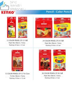 Foto alat tulis sekolah merk Kenko terlaris type Kenko Pencil Colour CP-12 Tin Case Pensil Warna